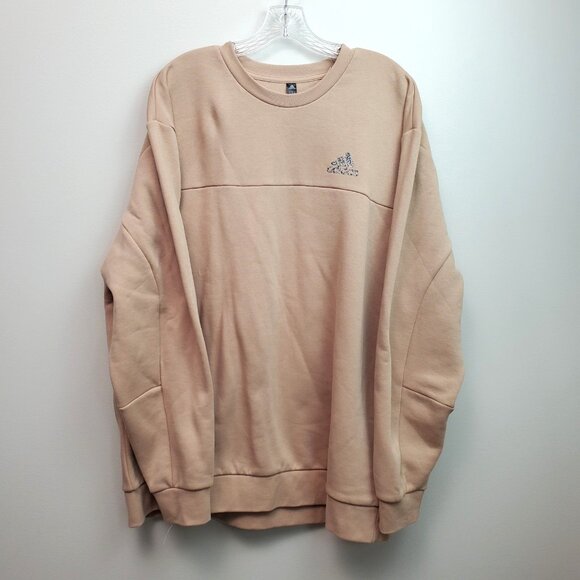 adidas Stadium Fleece Badge of Sport Crew Sweatshirt Beige Loose Fit Mens Sz XL - Picture 12 of 16